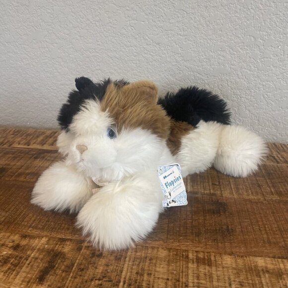 Aurora Calico Kitten Cat Plush Flopsies Pink Bow Blue Eyes Esmeralda Animal Bell - Picture 2 of 8